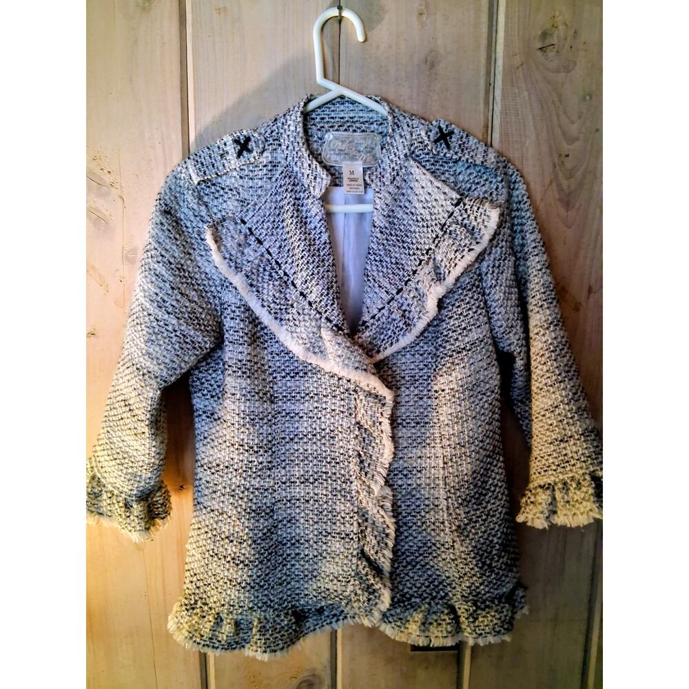 Nick & Mo Woven tweed blazer Size Medium Fringe and Ruffled